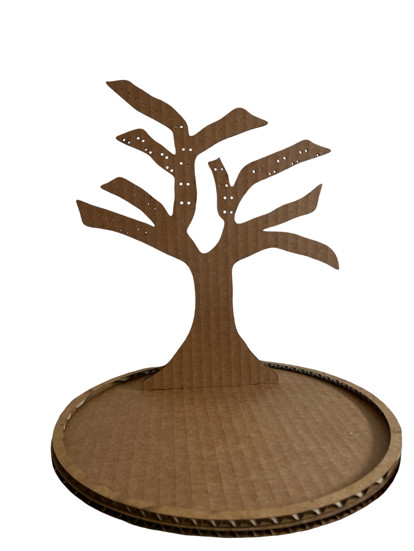 Cardboard prototype of the tree-shaped earring holder